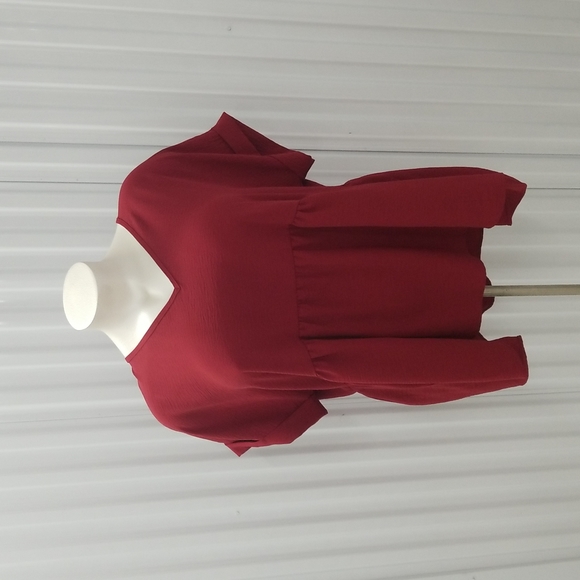entro Tops - Brick Red Entro Vneck Tunic Peplum top